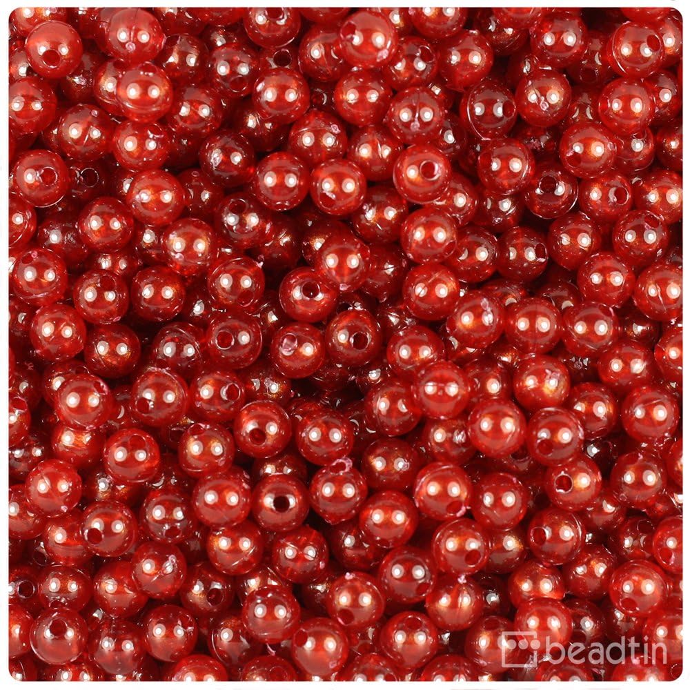 BeadTin Garnet Transparent 6mm Round Craft Beads (500pcs)