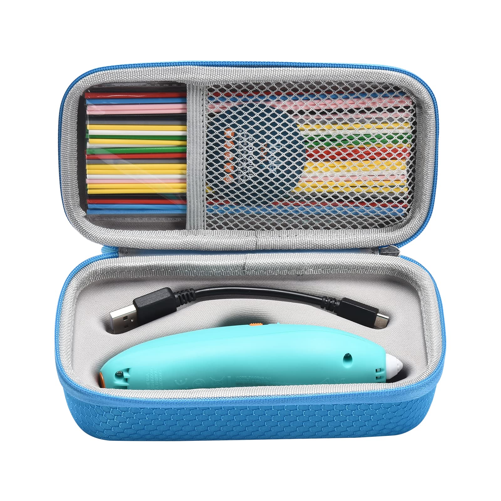 CBDYWVR Hard Carrying Case for 3Doodlers Start, Stronge Box for Essentials 3D Printing Pens, Storage Travel Case for Printing Filament Refill & USB Charger (Case Only) (Blue)