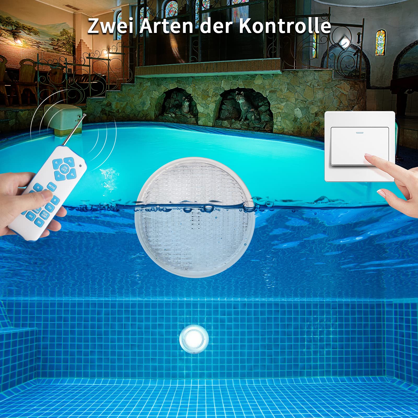 COOLWEST 54W LED Illuminazione della piscina, luce subacquea RGB Multi Color LED Pond Illuminazione, PC Impermeabile 12V AC/DC con telecomando per piscina o spa del bagno dell'acquario