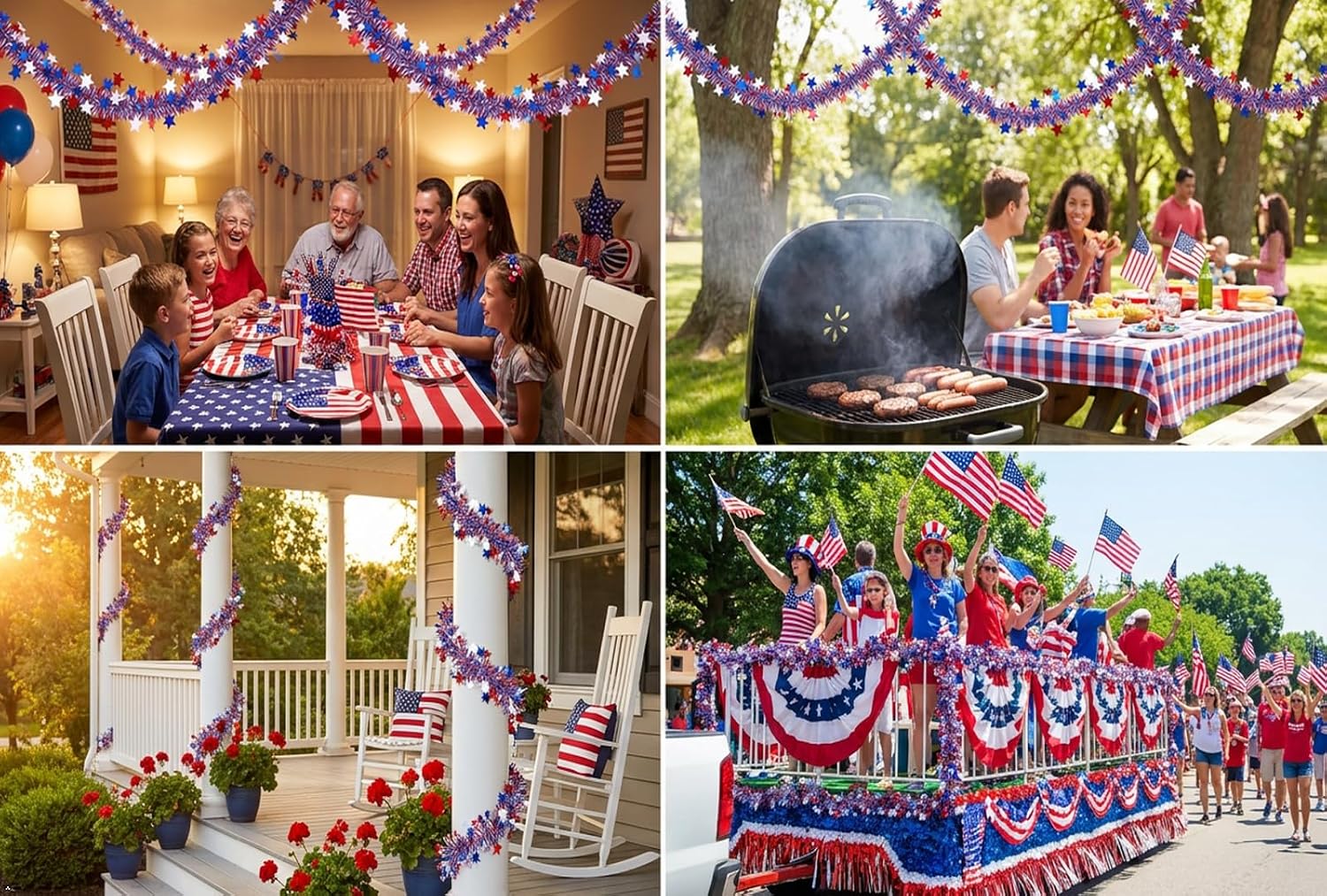 52FT Tinsel for 4th of July Holiday Garland Decor