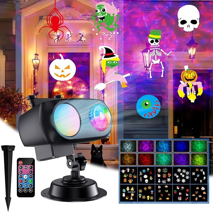 COOLWUFAN Halloween Christmas Projector Lights 2025 Upgrade with Remote and 20 HD Effects