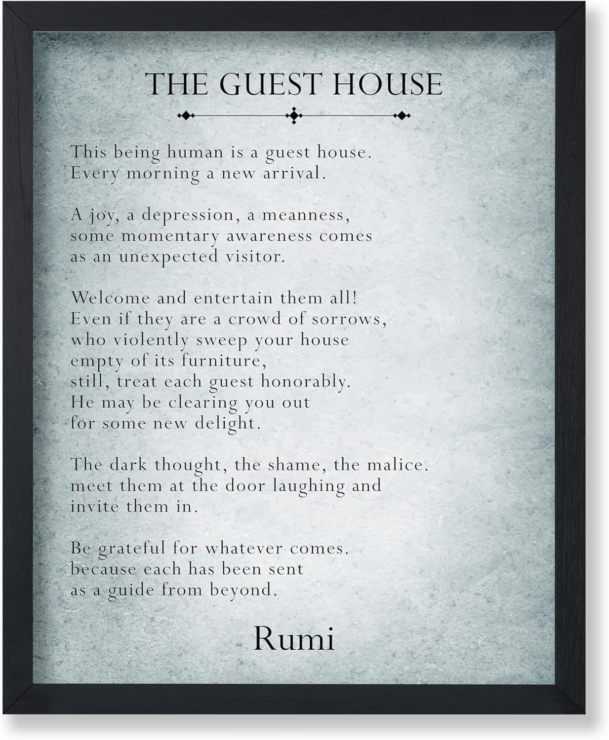 Poster Master Rumi Poster - The Guest House Print - Motivational Quote Art - Poetry Art - Gift for Men, Women - Typography Wall Decor for Bedroom, Living Room - 8x10 UNFRAMED Wall Art