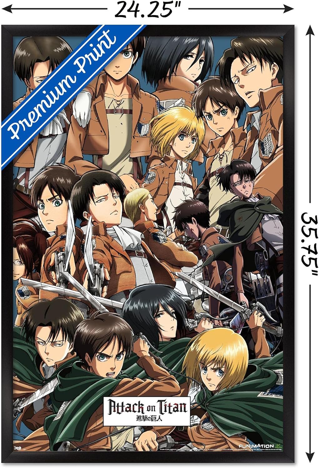 Trends International Attack on Titan - Collage Wall Poster, 22.375" x 34", Black Framed Version