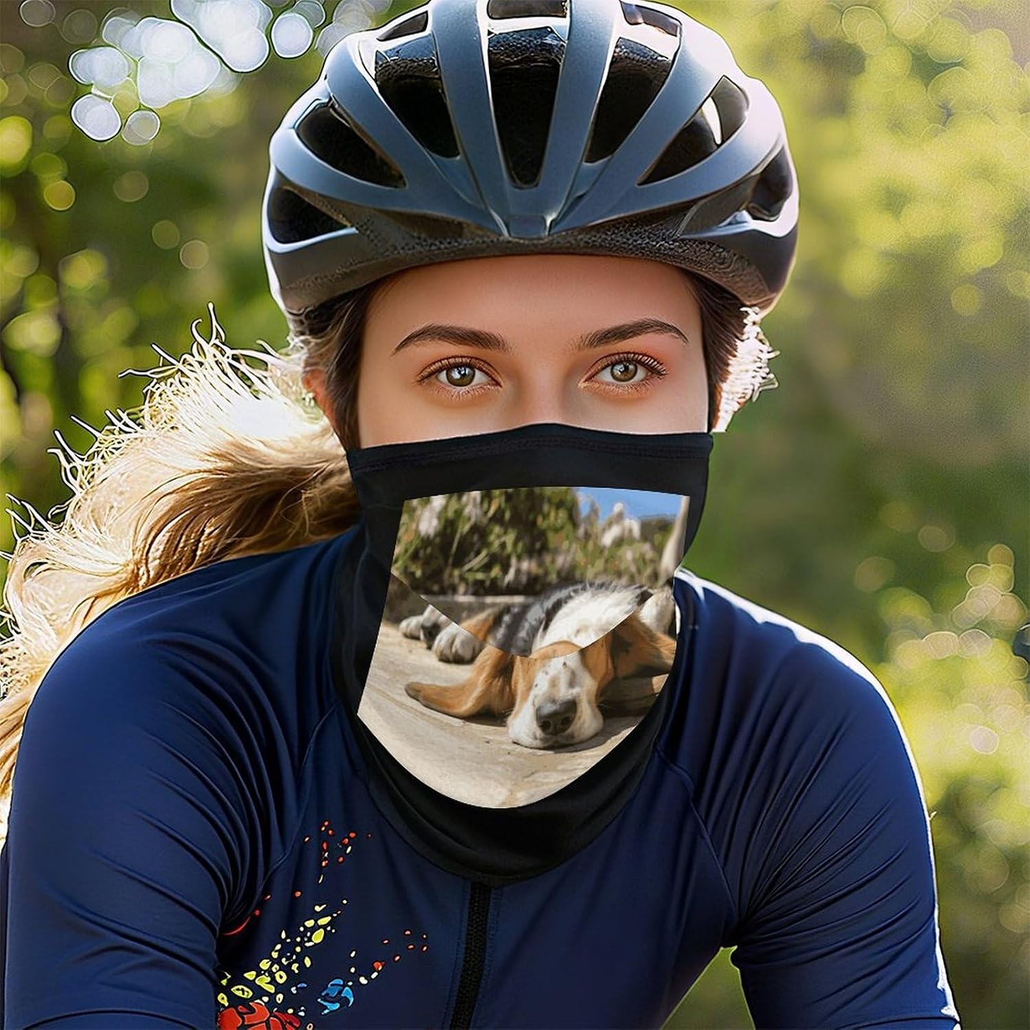 Resting Dog Face Mask for Men Women,Neck Gaiter Sunscreen Breathable,Face Cover for Skiing Fishing Hiking Cycling