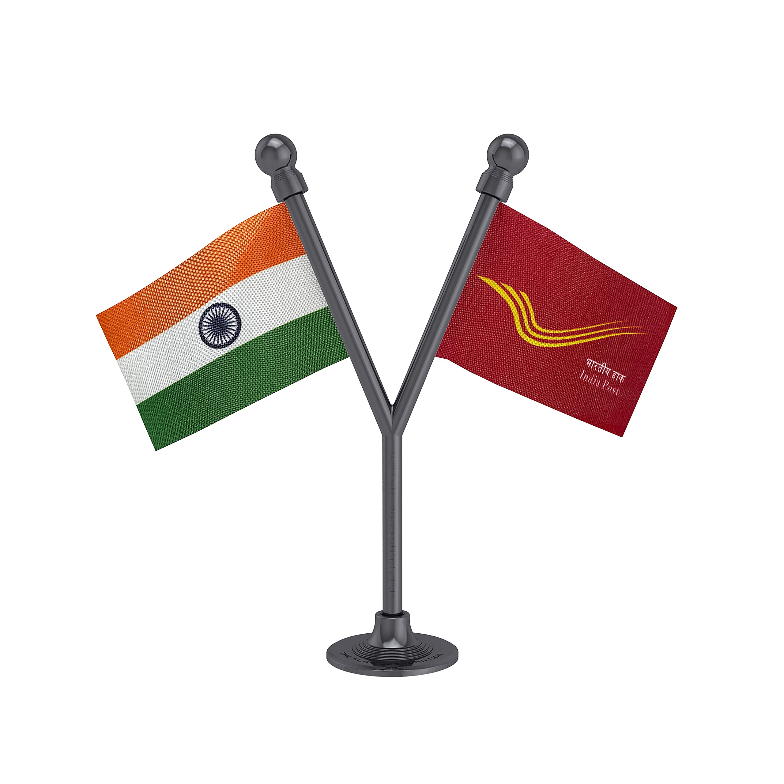 The Flag Corporation Indian & India Post Car Dashboard Flag 2in x 3in with a Plastic Dark Knight Grey Base