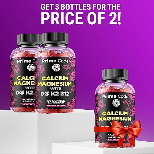 Miniatura 3 de Gomitas de calcio para mujeres y hombres con magnesio, vitamina B12, vitamina K2, vitamina D3, suplemento de calcio de 100 mg para adultos,