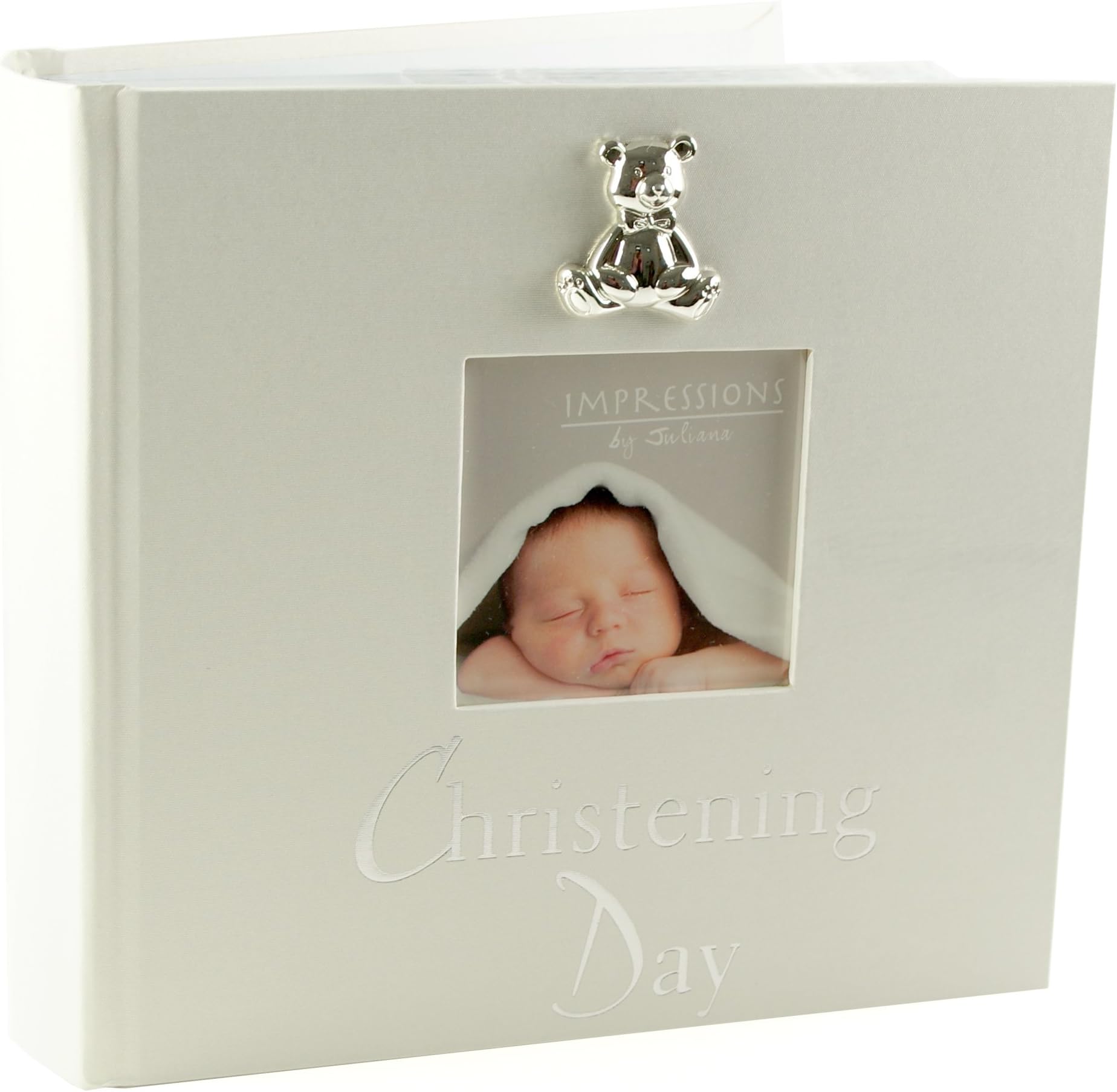 Christening Day Photo Album 6" x 4" Gift With 3D Teddy Icon