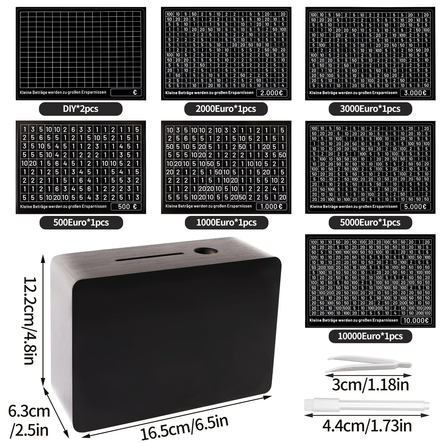 Salvadanaio In Legno Con Contatore - Obiettivi Da 500 A 10000 Euro, Non Apribile, Marrone - Foto 4