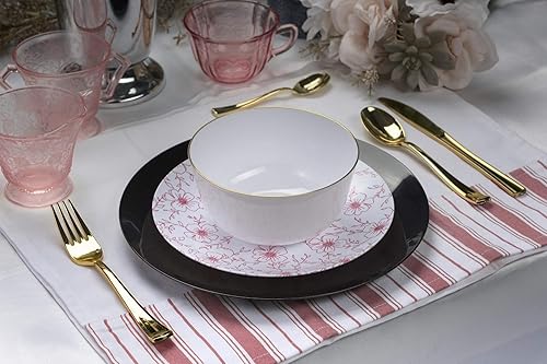 Miniatura 7 de Trendables Platos de plástico desechables de 8 pulgadas, platos de plástico de grado alimenticio para ensaladapostre - Diseño glamoroso, paquete de