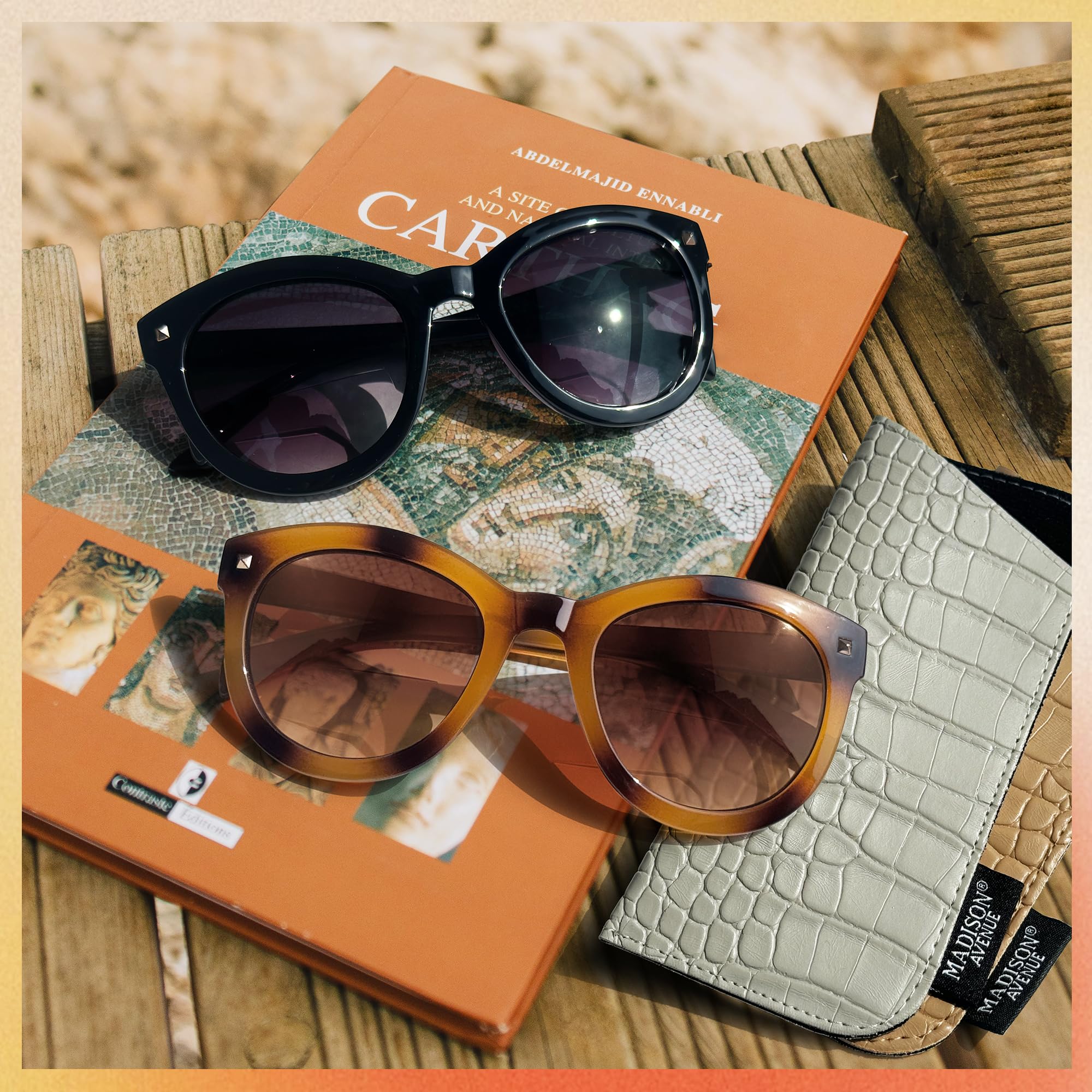 Adison Avenue Gafas De Sol Redondas Bifocales De Lectura Para Ujeres Y Hobres, Bisagra De