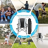 Vista 7 de Paquete de 2 sillas de camping plegables de gran tamaño para adultos, soporta 450 libras, silla de camping resistente con bolsillos laterales, silla