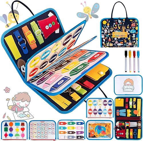 Tabla de actividades para niños pequeños, juguetes sensoriales Montessori, regalos de tabla de aprendizaje educativo preescolar, libro silencioso de