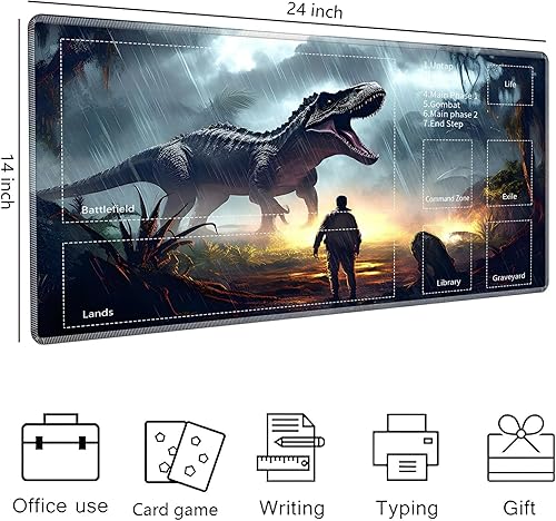 Miniatura 9 de Tapete de juego para MTG, tapete de juego de cartas cosido con zona mágica para juegos de cartas MTG, tapete de juego de cartas de 24 x 14 pulgadas,