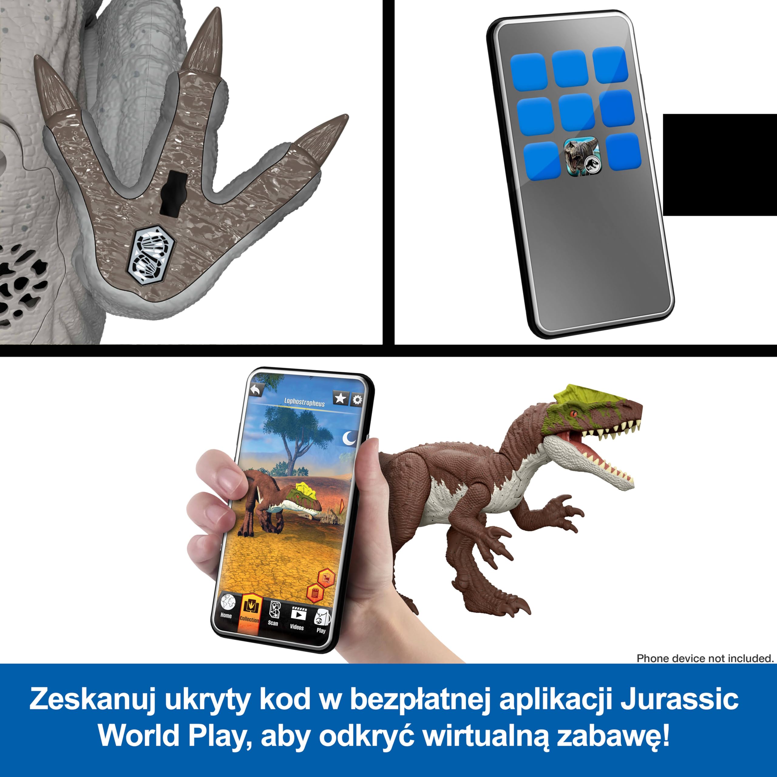 Mattel Jurassic World Karnotaur Rozpędzony atak Dinozaur figurka interaktywna z dźwiękami dla dzieci 4+ JKG85