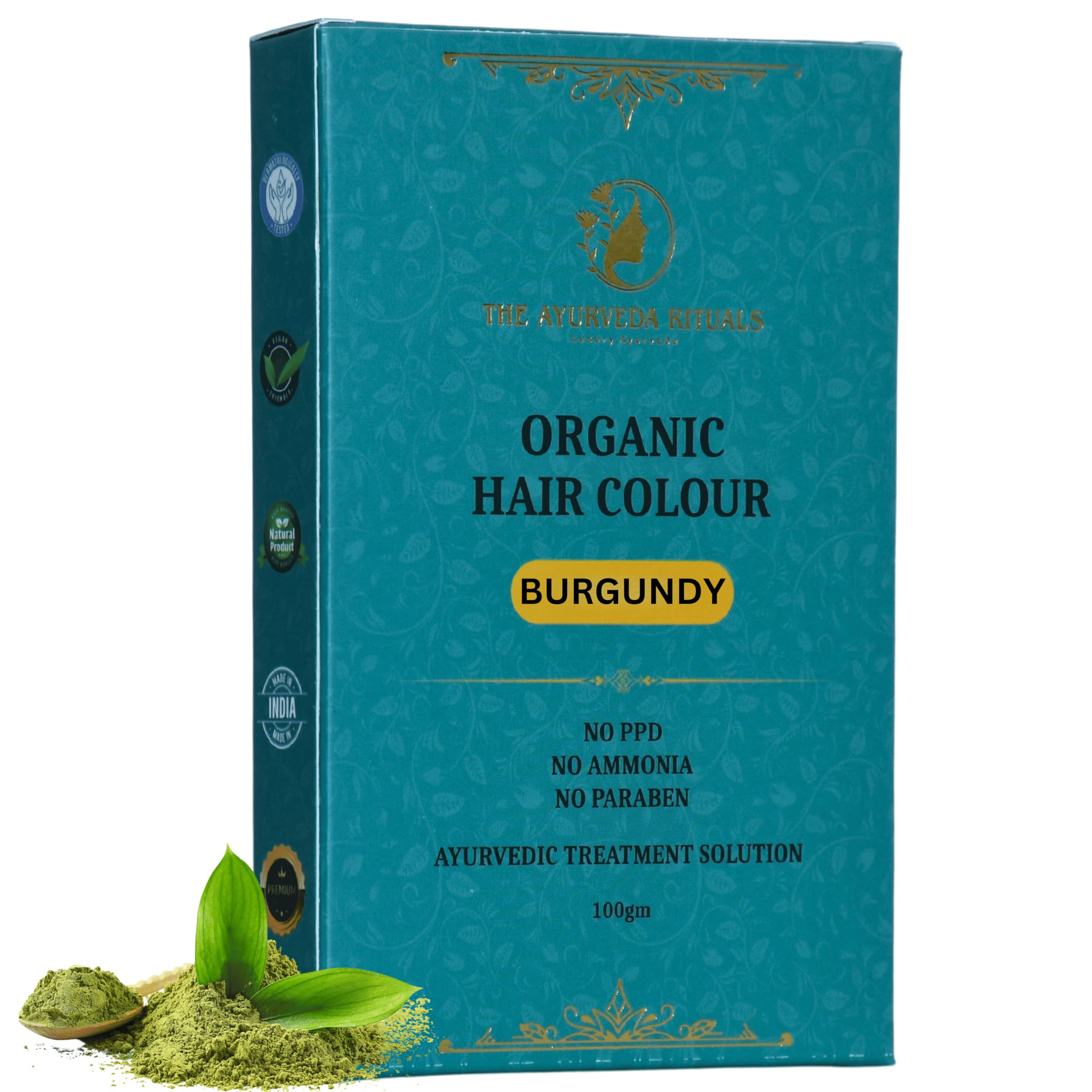 The Ayurveda Rituals - Organic Hair Colour Burgundy For Women & Men | 100% Natural | Ammonia Free & PPD Free | Herbal Organic Hair Colour | Plant-Based | Natural Henna Powder | 9 Organic Ayurvedic Extracts l Natural Burgundy (100gm)-picture-26