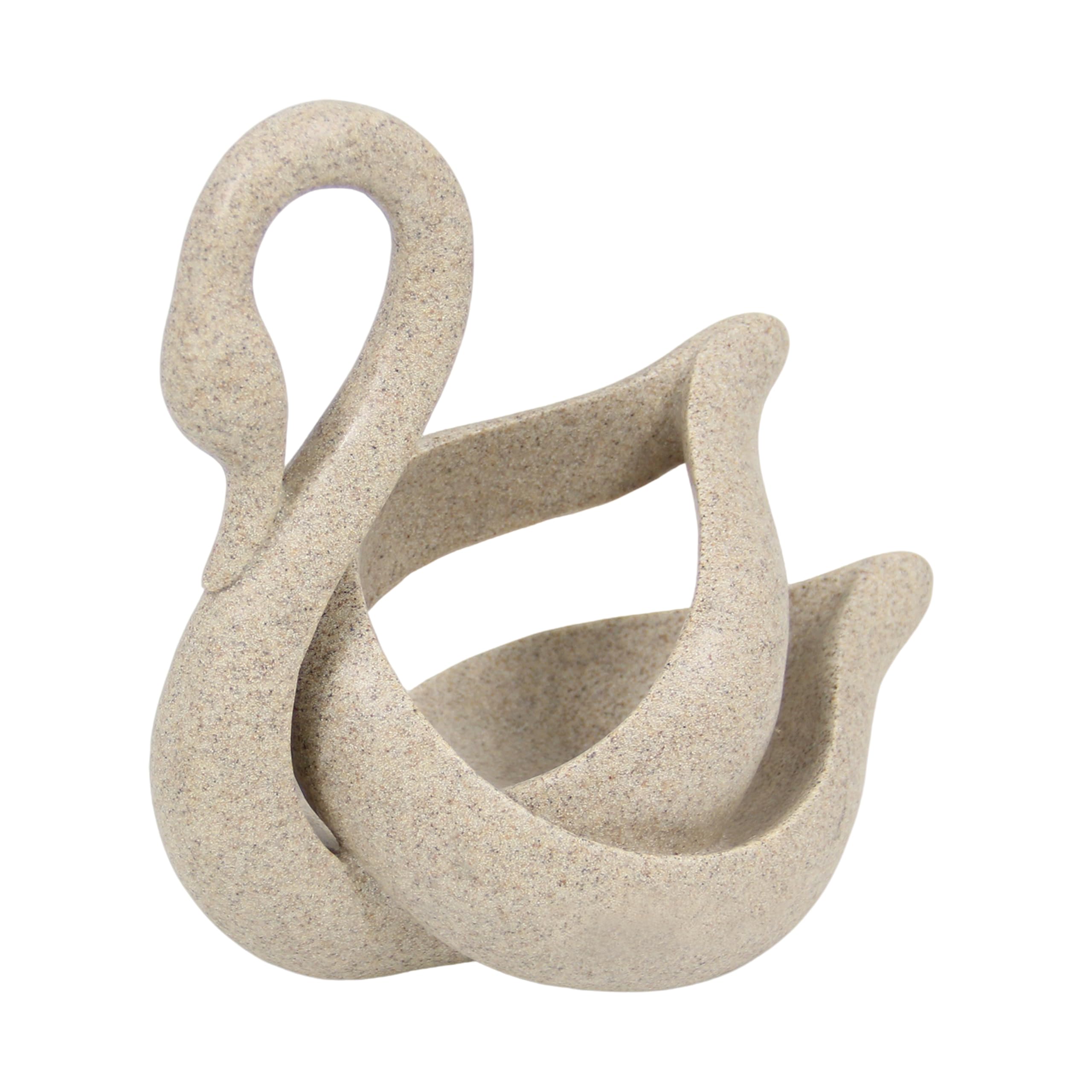 Swan Decorative Figurine, Sandstone Swan Statue for Home Office Desk Decor, Birthday Wedding Anniversary Housewarming Gifts for Art Lover Woman Mom, Minimalist Coffee Table Center Piece 8 inch, Resin