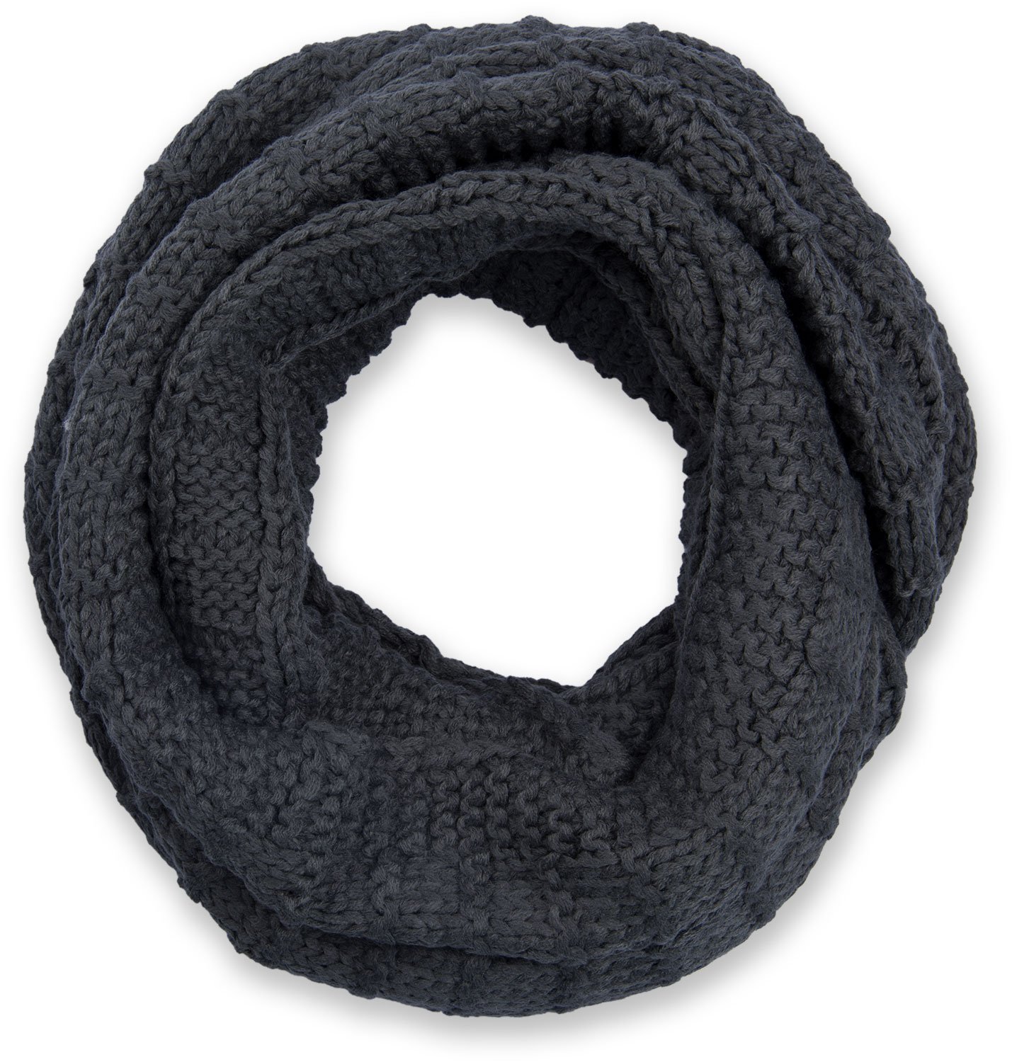 styleBREAKER knitted loop scarf checkered, plain fine-knit snood, winter knitted scarf, unisex 01018154, Colour:Dark Grey