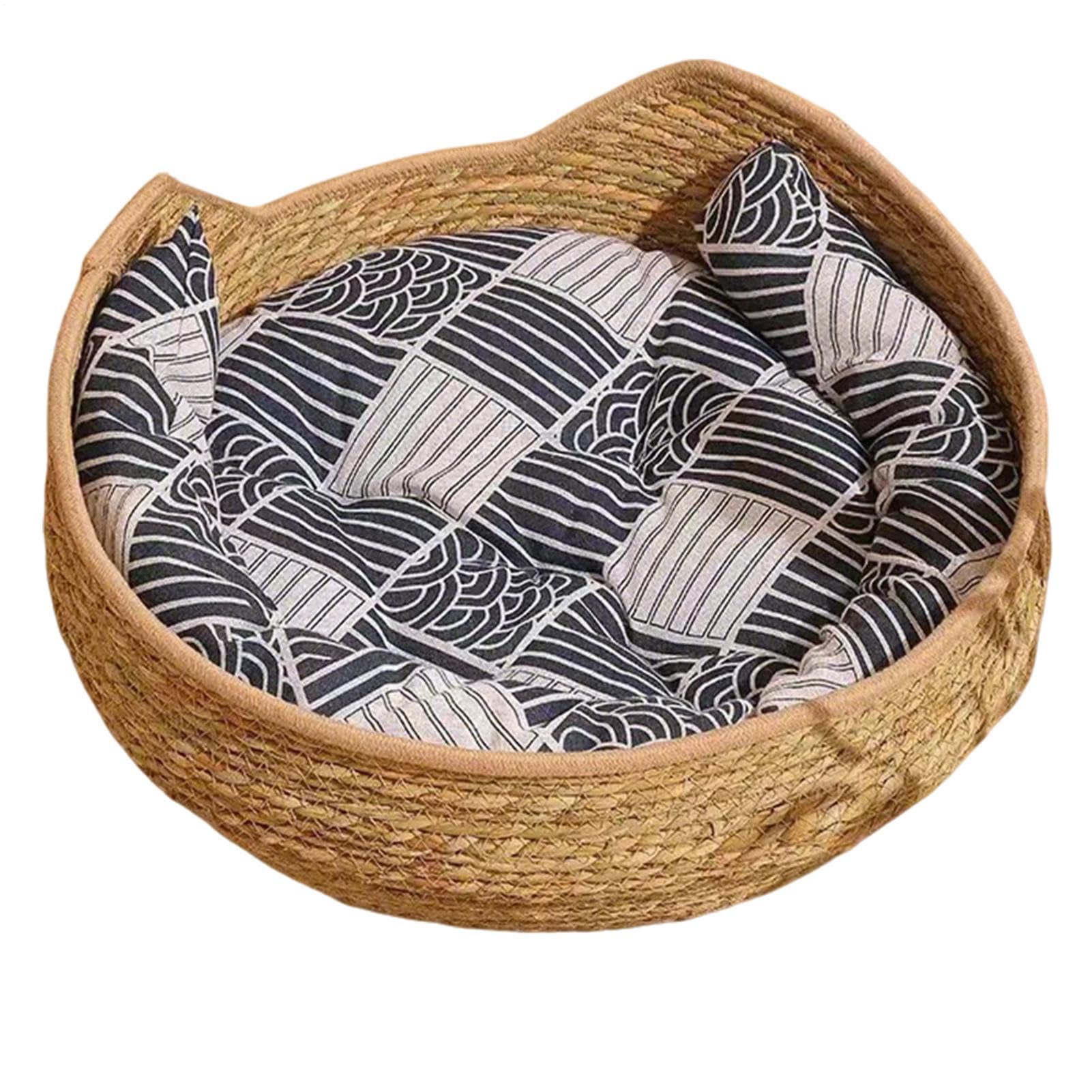 Coussin pour chat rond et tissé pour installer sur le canapé ou le bureau