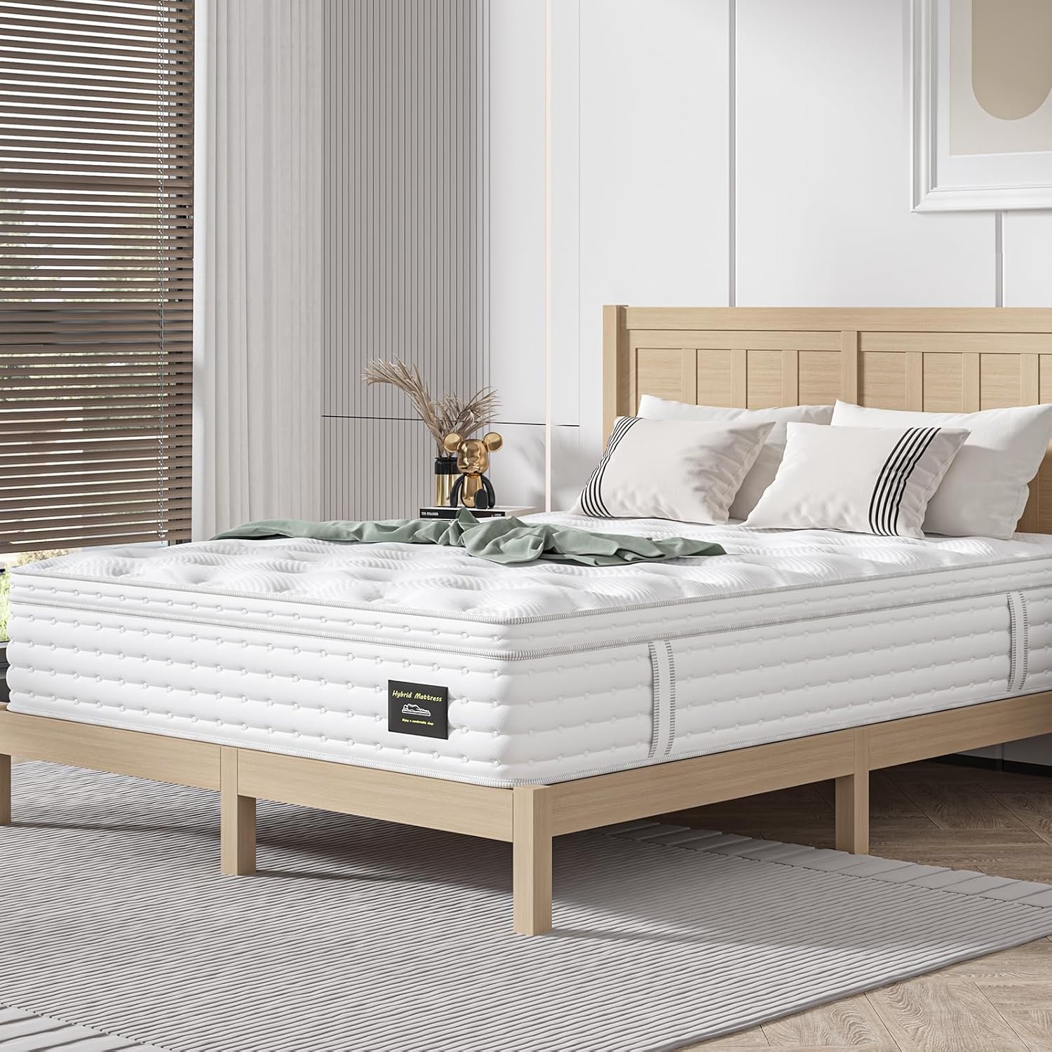 King Mattress, 14 Inch King Hybrid Mattress in a Box with Memory Foam and Individual Pocket Spring, Medium Firm for Pressure Relief and Motion Isolating, CertiPUR-US Certified