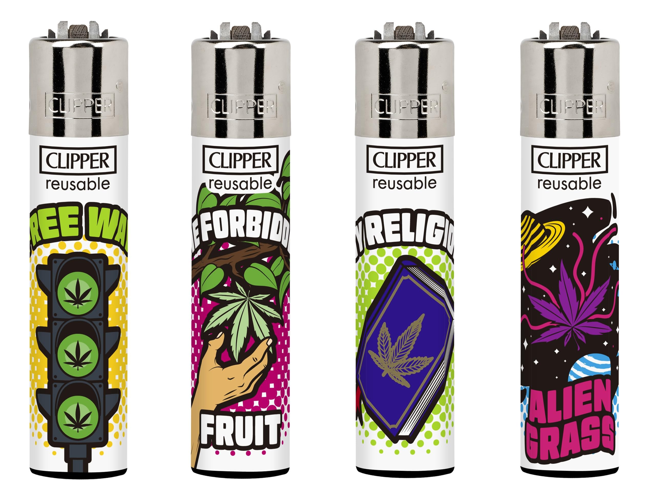 4 X CLIPPER LIGHTERS (WEED LAW)