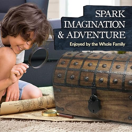 Miniatura 5 de Nautical Cove - Cofre del tesoro pirata con cerradura de hierro y llave de esqueleto, caja de almacenamiento y decoración, (XL, 16 x 11 x 10.5)