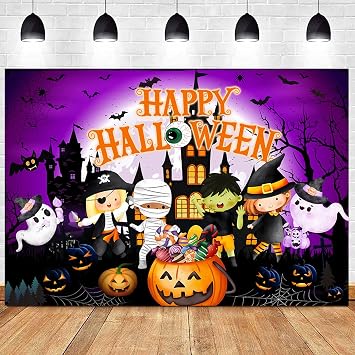 Halloween Backdrop, Spooky Night Haunted House, Fall, 7x5ft