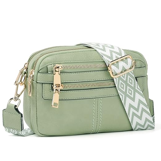 TANTOMI Crossbody Bags for Women, 6-Pockets Purses for Women, Vegan Leather Handbags Shoulder Bag for Travel Shopping