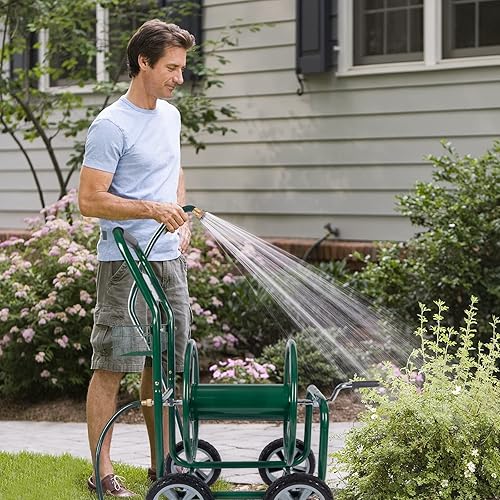Miniatura 4 de Tools - Carrete de manguera industrial, carrito de carrete de manguera resistente para jardín con 4 ruedas sólidas, riego de césped, plantación de