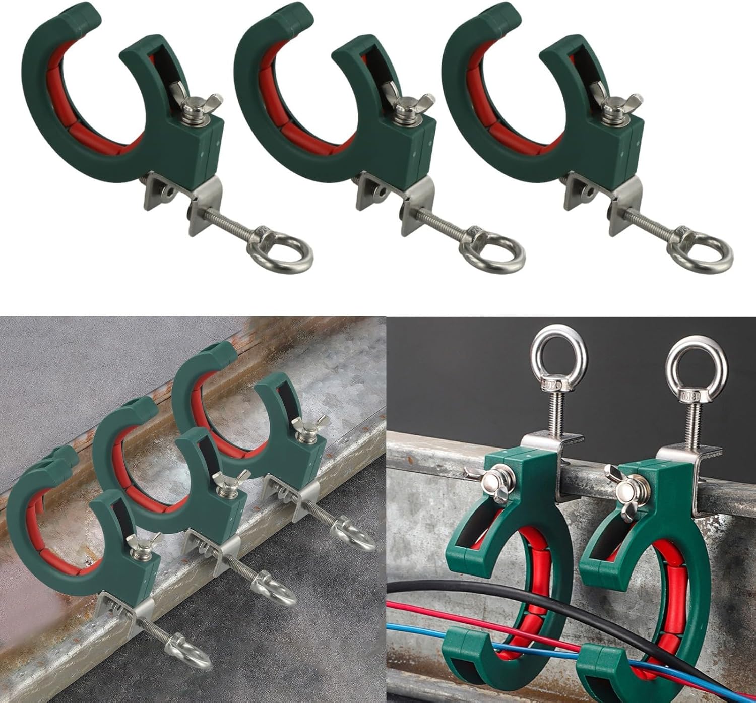 3-Pack Cable Pulley Tray Wire Guide Clamp, Reinforced Nylon Stainless Steel Auxiliary Tool for Smooth Wiring Decoration Construction, 25kg Load Capacity(blue)