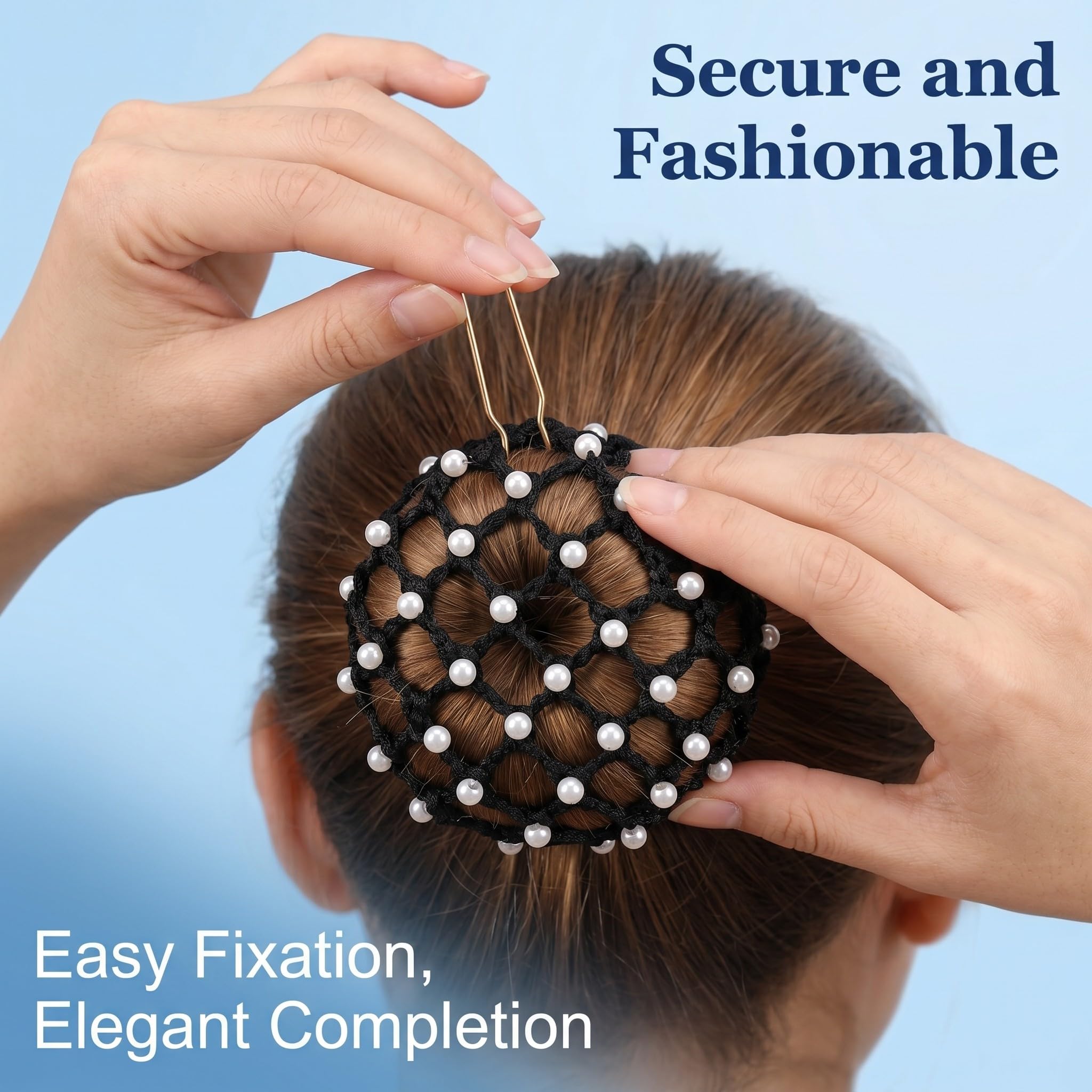 4 Pezzi Retine per Chignon Bambina e Donna con Perle e Brillantini, Include 50 Forcine a U Oro, Retina per Capelli Elastica per Danza Classica, Balletto, Pattinaggio e Equitazione (4 Colori)