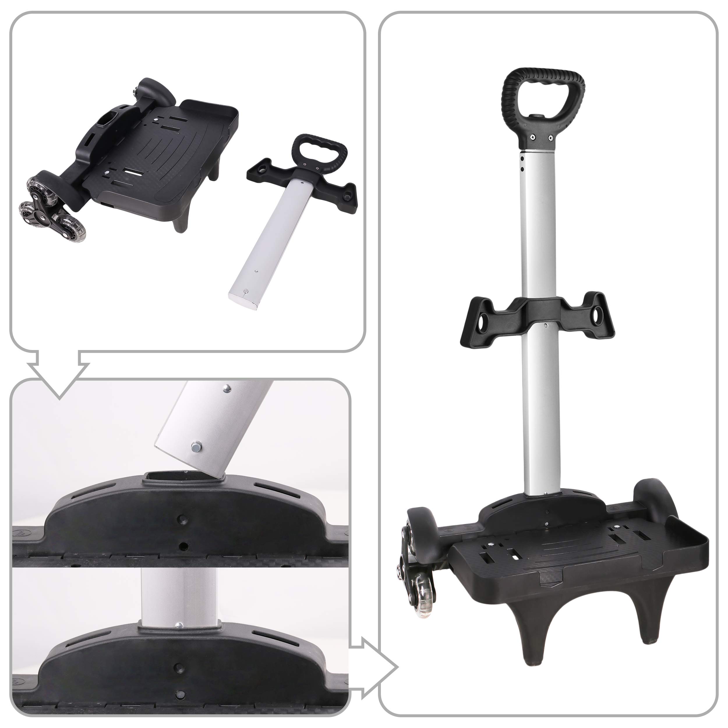Carro de mochila – Carro de mano con ruedas de aleación de aluminio no plegable para mochilas escolares, equipaje, mochila, ruedas