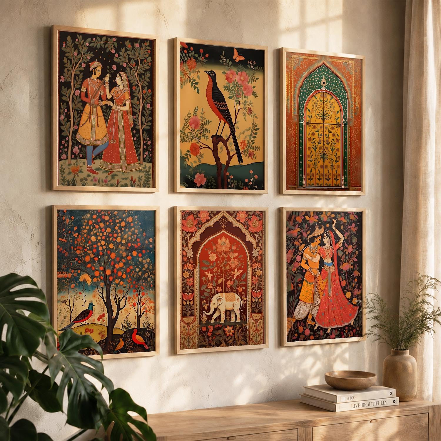 Kotart Madhubani Wall Art - 6 Framed Paintings -5 Kotart Madhubani Wall Art - 6 Framed Paintings -5