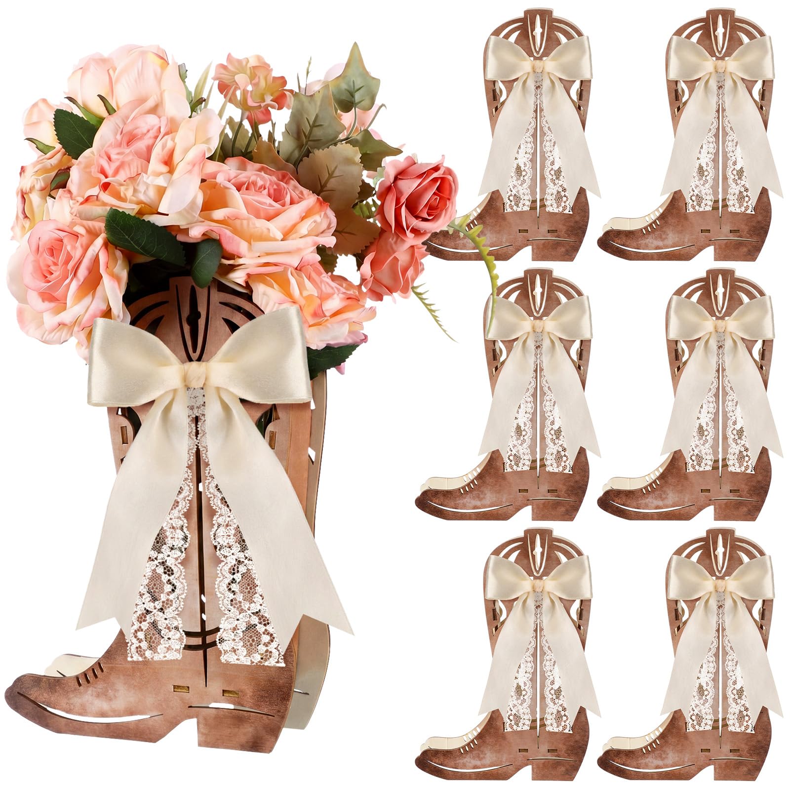 Photo 1 of Amyhill 6 Pcs Cowgirl Boots Centerpieces, Beige