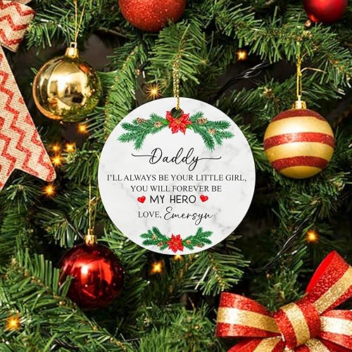 Vista 53 de Adorno de Navidad con texto en inglés "Your First Christmas As My Daddy 2025", regalo de recuerdo personalizado para nuevo papá Adorno Your Are
