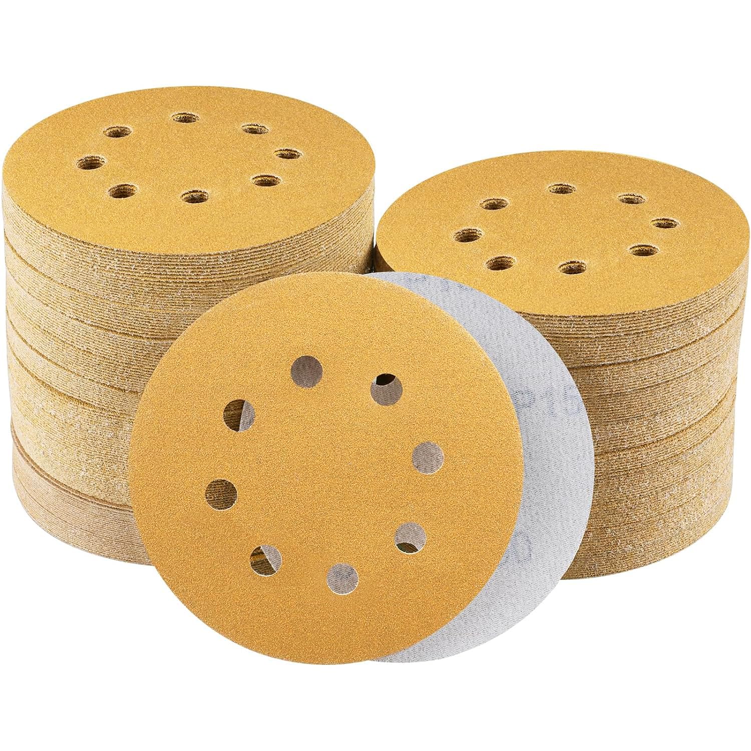 Sruhrak 100 Stück Schleifpapier 125mm Klett 150 Körnung | Runde Schleifscheiben Set für Exzenterschleifer zum Schleifen von Holz, Metall und Farbanstrichen