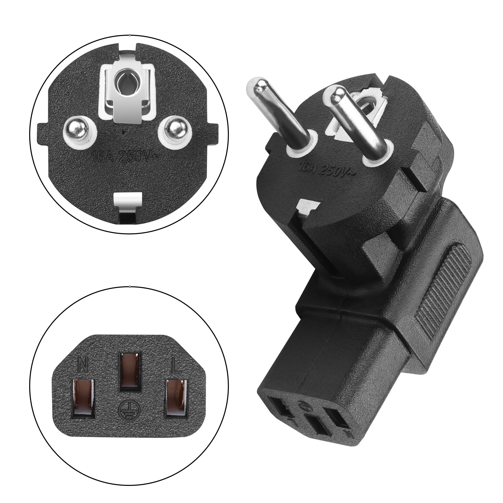 YAODHAOD Adapter Schuko na IEC c13 C5, złącze do urządzeń zimnych, złącze C5, styk ochronny do laptopa lub kabla C13, urządzeń PS3, PS4 PRO