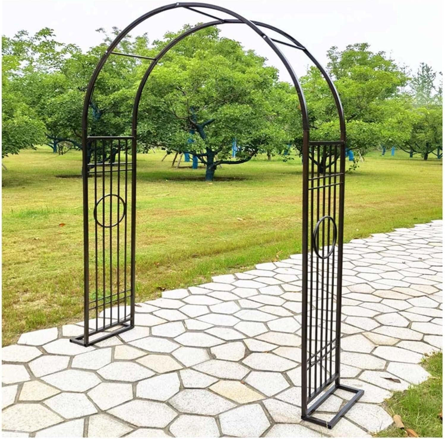 Arche en fer métallique marron W220xH230cm treillis pergola pour rosier grimpant