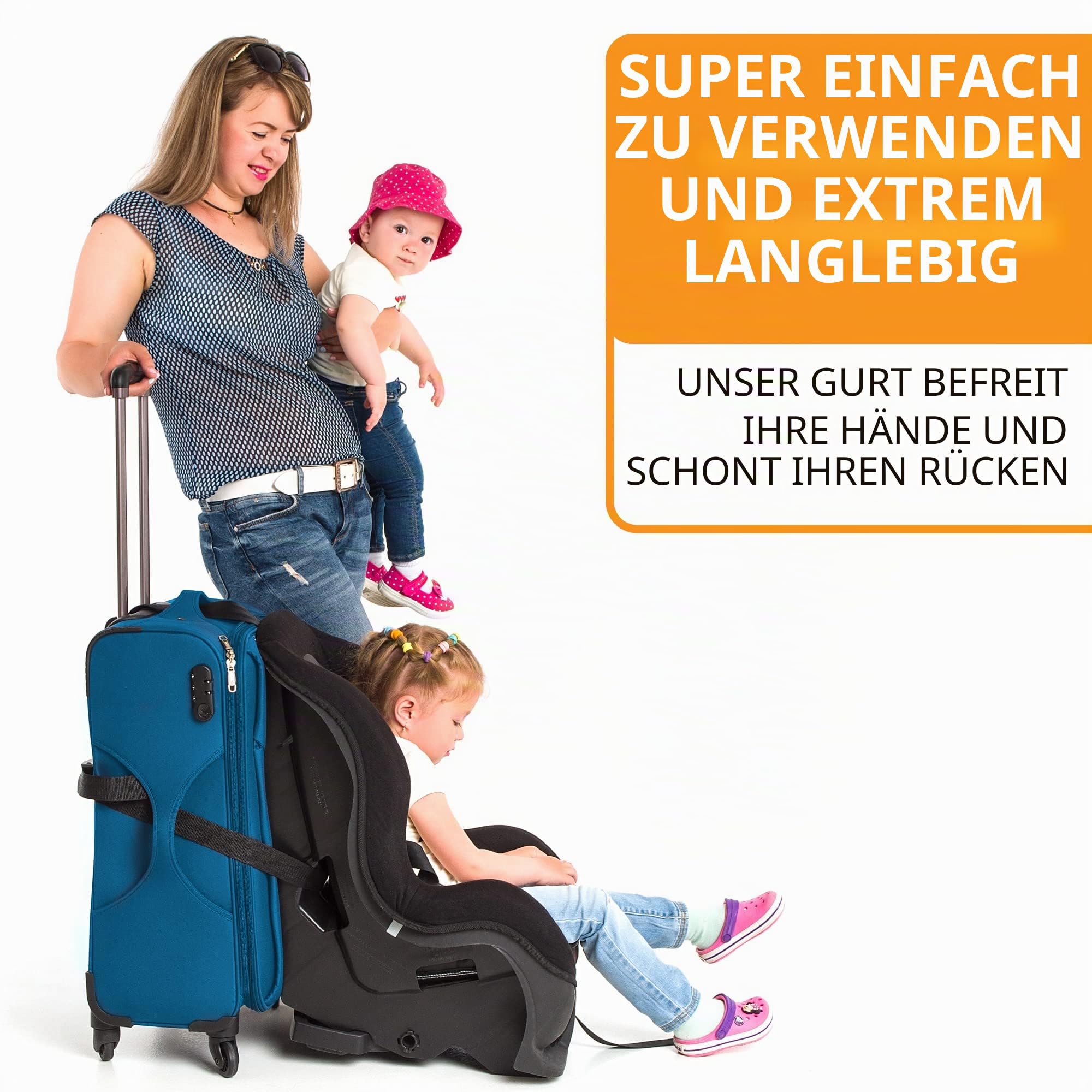 VolkGo Autositz-Reisegurt – Autositz-Reisengurt zum Umwandeln von Autositz und Handgepäck in einen Flughafenautositz Kinderwagen
