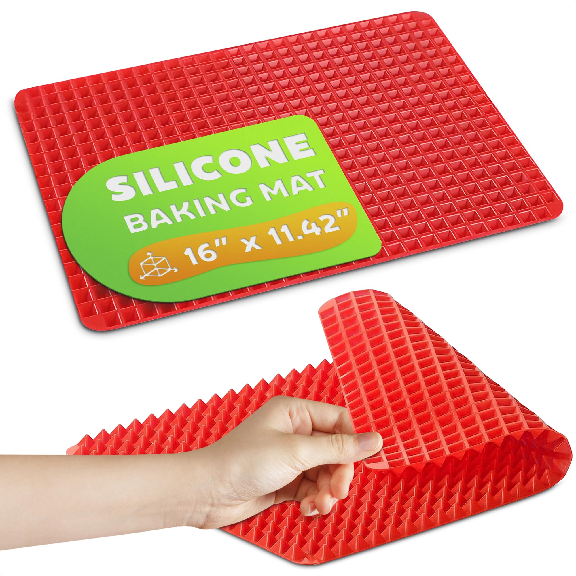 Alfombrilla de silicona para hornear, hoja de pirámide, alfombrilla de silicona saludable para horno, alfombrilla de cocción antiadherente para reducir la grasa para horno, barbacoa, asar, repostería