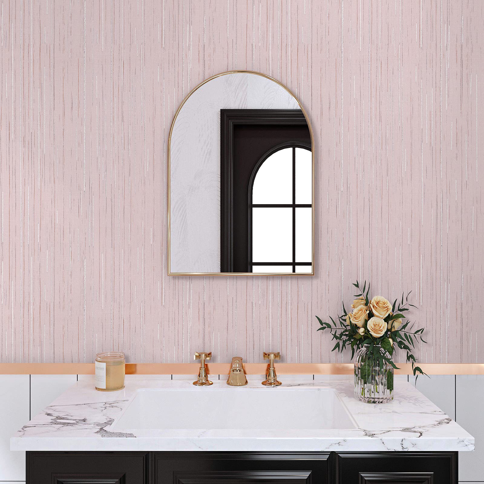 VaryPaper Peel and Stick Pink Faux Grasscloth Wallpaper 40cmx200cm Textured Fabric Contact Paper Lining Paper for Wall Sticky Back Plastic Pink Wallpaper for Living Room Bedroom Furniture Wrap - Image 4