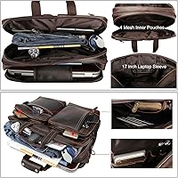 Vista 7 de Maletín de cuero para hombre, ampliable, grande, de 17 pulgadas, para laptop, bolsa de hombro, bolsa de viaje de negocios B2