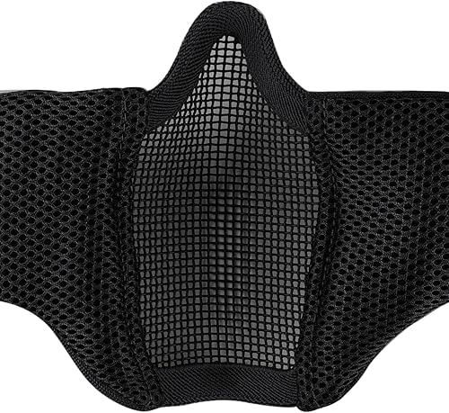 Miniatura 5 de Aoutacc Juego de máscara de malla y gorra de media cara, máscara táctica de malla plegable con protección para los oídos para pistola BB de