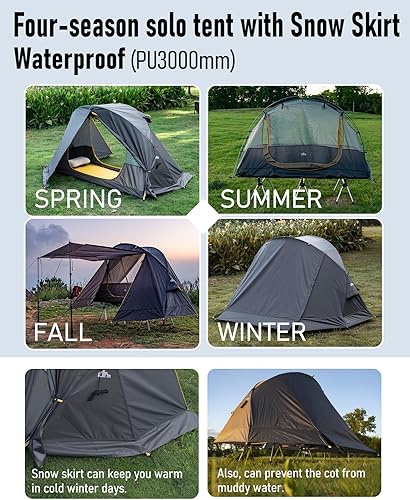 Miniatura 4 de iClimb Tienda de campaña ultraligera para 4 estaciones, impermeable, con falda de nieve, lluvia, tierrafuera del suelo, para mochileros, camping,