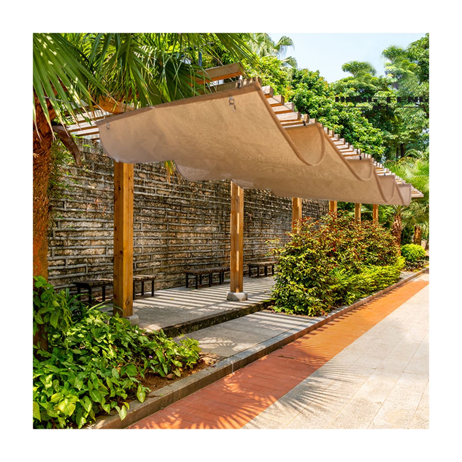 Couverture d'ombrage ondulée pour pergola de toit et auvent de jardin rétractable