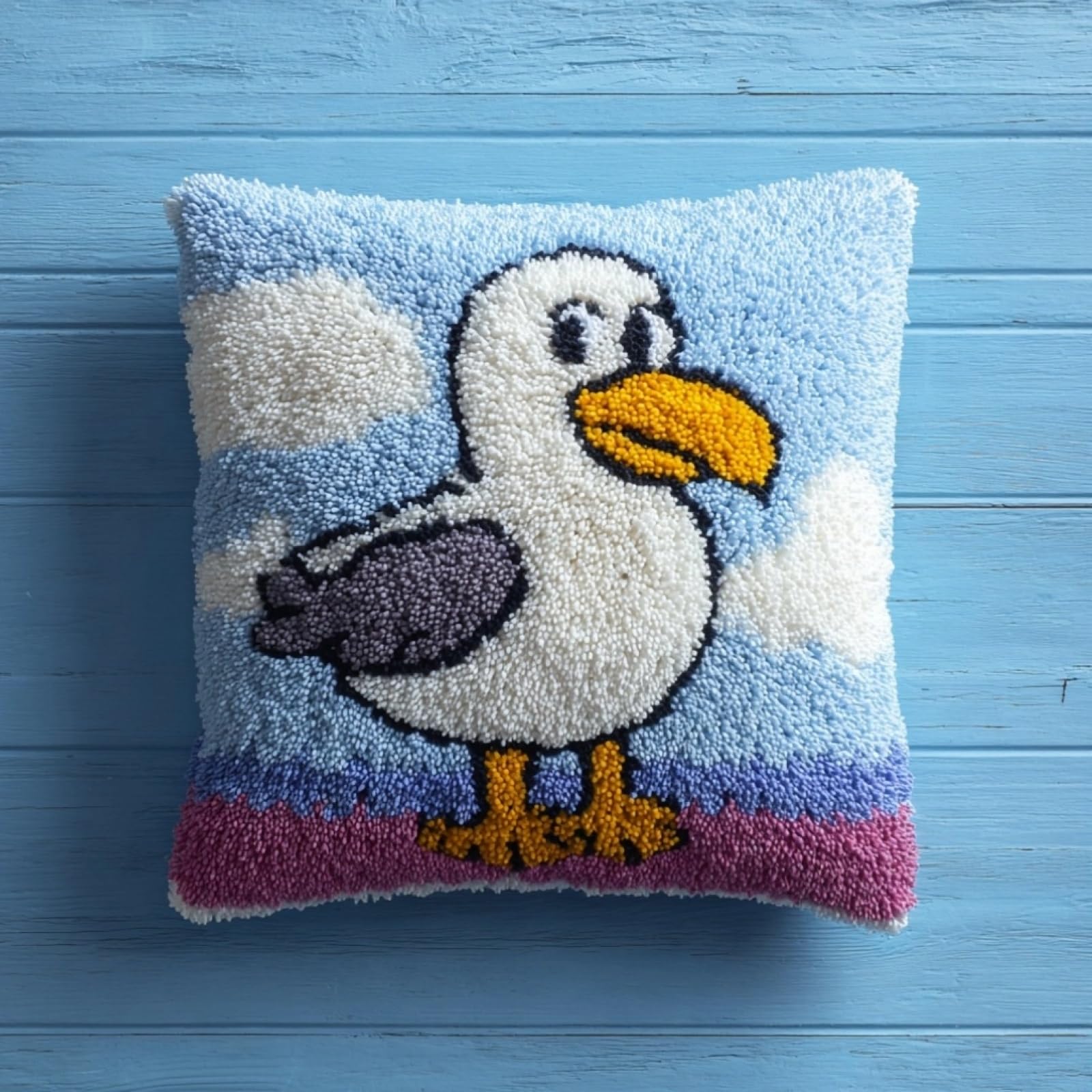 AxiangziK Latch Hook Pillow Kit 17x17in,Seagull