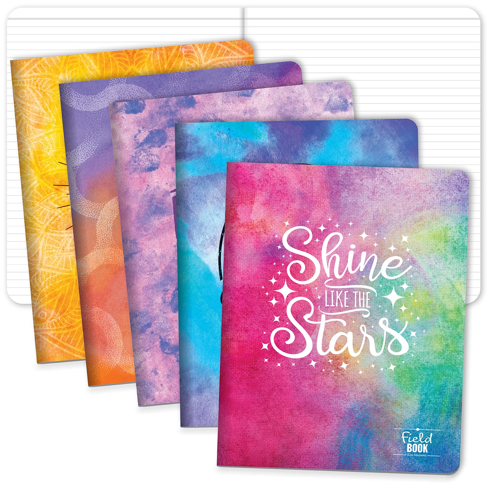 Elan Publishing Company Field - Quaderno per quaderno, 20,3 x 25,4 cm, motivo acquerello, foderato, confezione da 5