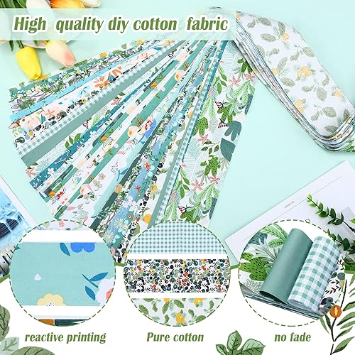 Miniatura 6 de Moukeren 100 Pcs Floral Fabric Quilting Strips Colorful Cotton Fabric Patchwork Fabric Roll up 2.55 Inch Precut Plain Weave Fabric for DIY Craft