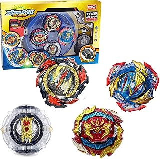 ASVEXKW Battling Tops Burst Toy Game Set Great Birthday Gift for Children Kids Boys Ages 6 8 10 12+ Battle Gyro Battling Tops Set 4 Spinning Tops 2 Launchers