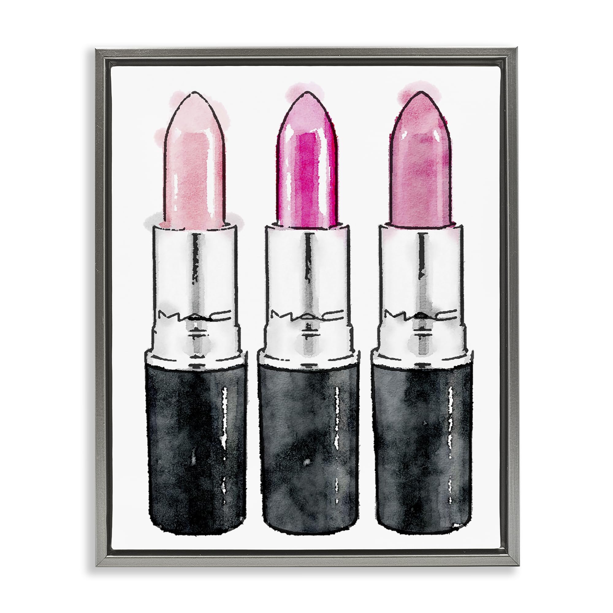 Stupell Industries 'Three Pink Lipsticks'| Floating Frame Canvas Art