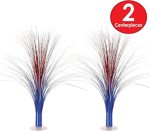 Miniatura 2 de Beistle Centros de mesa metálicos de plástico de 2 piezas para decoraciones patrióticas, vajilla del 4 de julio, suministros de fiesta del Día del